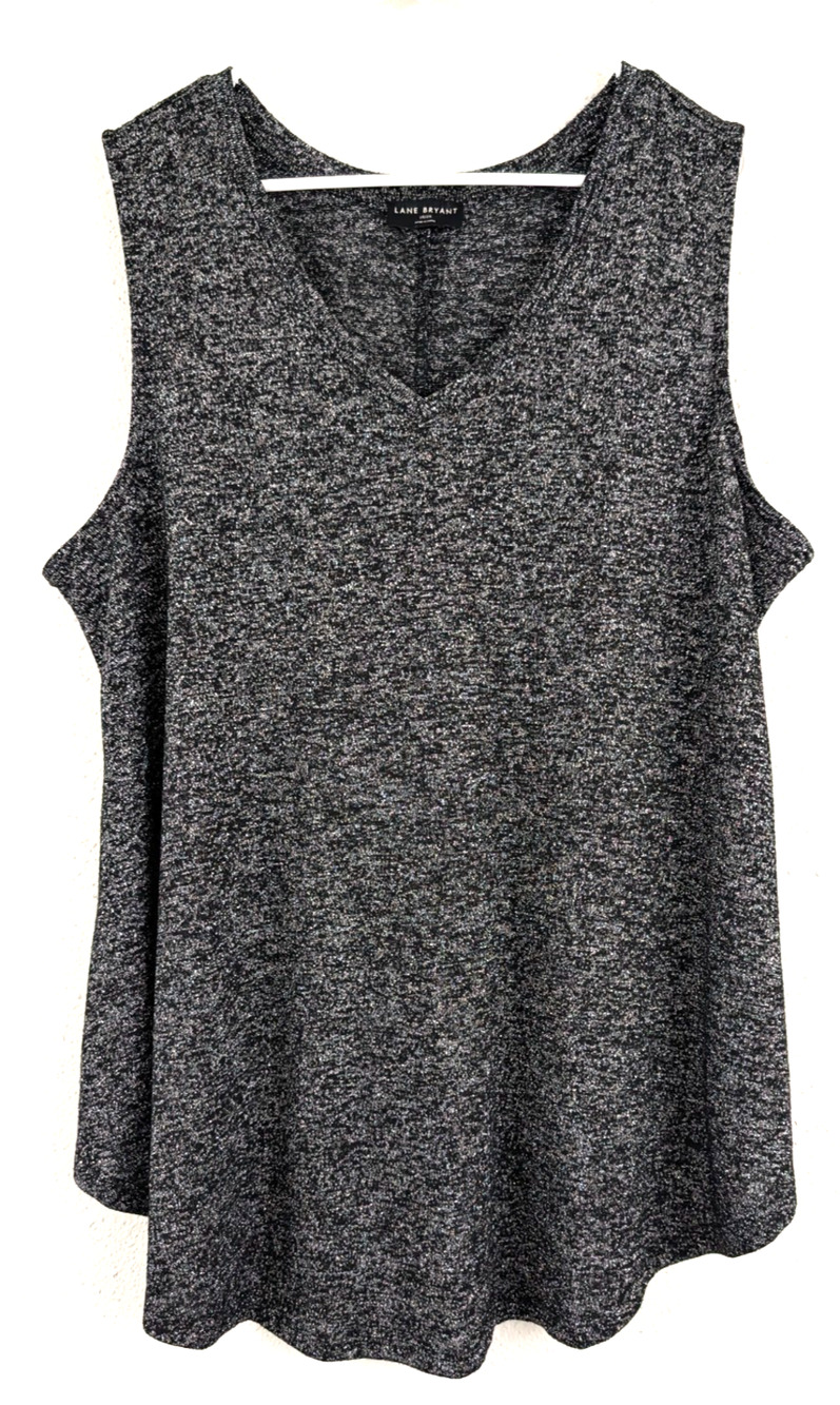 Lane Bryant sz 18/20 knit Tank Top black gray & metallic silver stretchy 1481